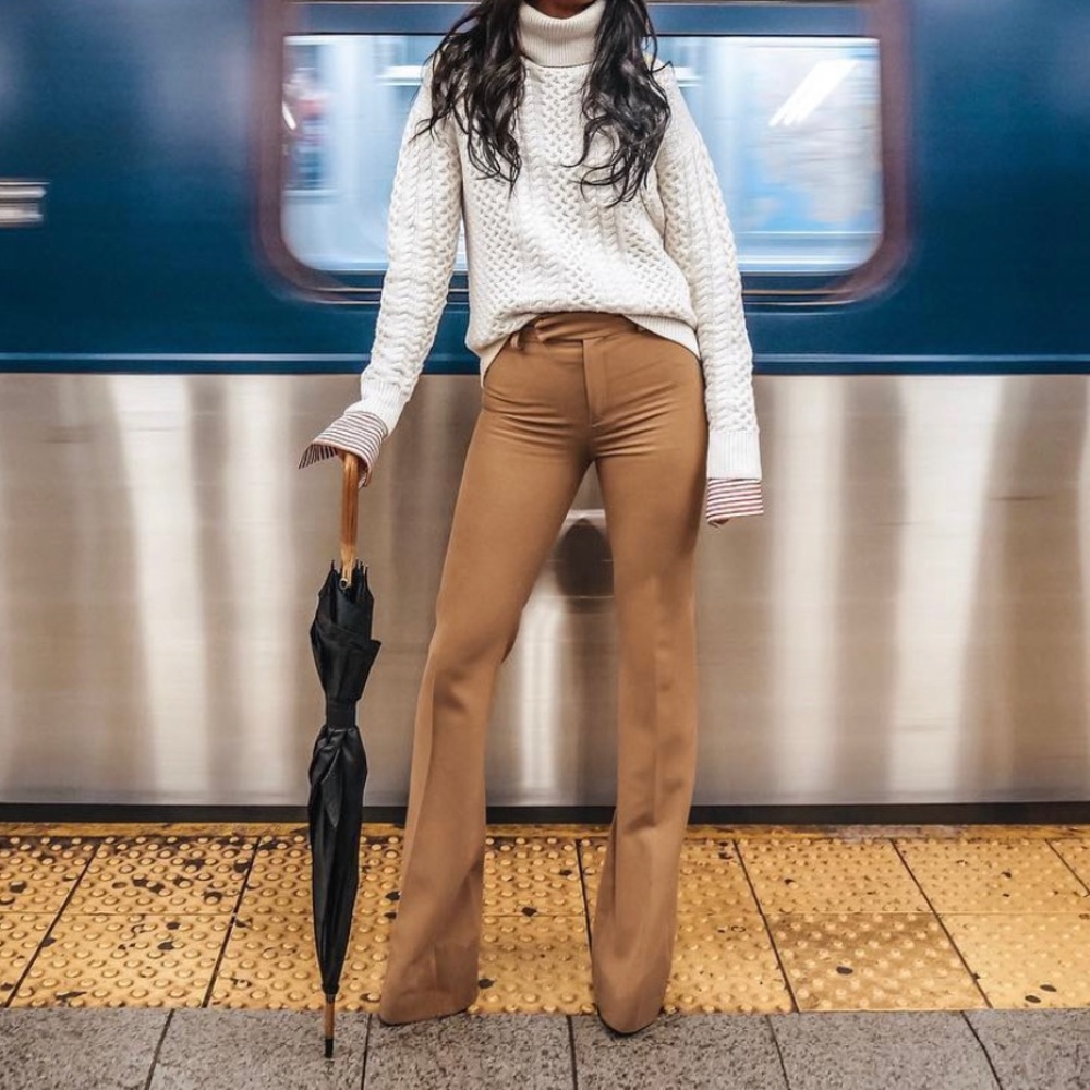 Zara Camel Flare Pants